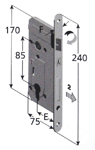 Bonaiti Mortice Lock Yale C22/45 Bronze