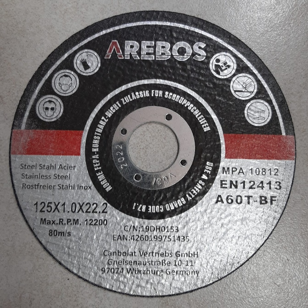 Cutting Disc Metal 125mm x 1.0mm Flat