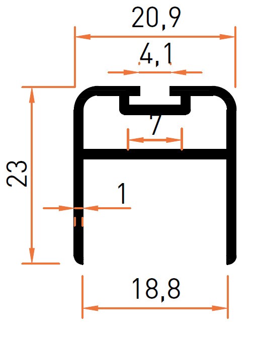Al.Profile U Shape PA5300 Black 3mt