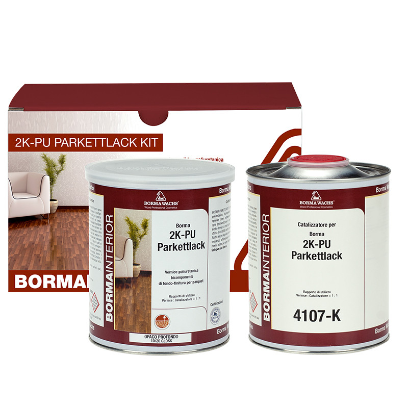 Parkettlack PU 2K Basecoat + Hardener Kit 2.5lt