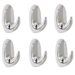 [001921] Self Adhesive Chrome Hooks 6pcs