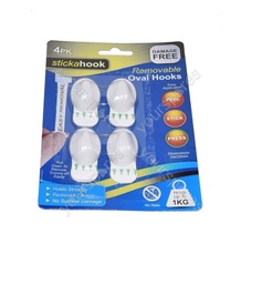 [000166] Removable Self Adhesive Oval White Hook 4pcs