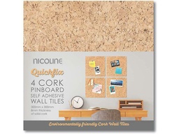 [000901] 4pc Pack Cork Tile w/Glue 300 x 300 x 8mm