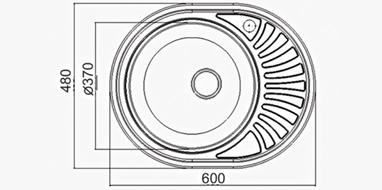 Sink 1 Bowl + Drain 480mm Decor