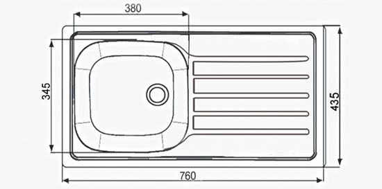 Sink 1 Bowl + Drain 760 x 435mm Satin