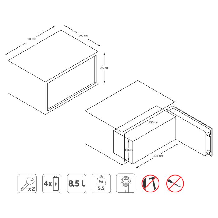Amig Safe Box Topsecure-S 31x20x20cm Grey