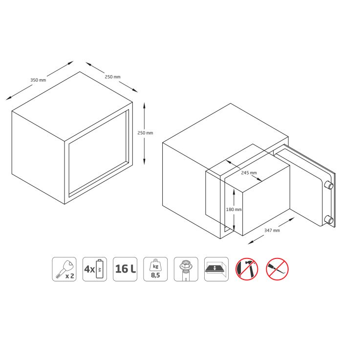 AMIG Safe Box Topsecure-S 35x25x25cm Grey