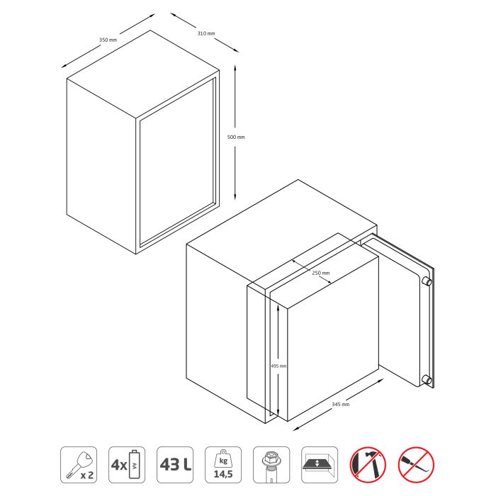 AMIG Safe Box Topsecure-S 35x25x25cm Grey
