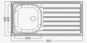 Sink 1 Bowl + Drain 860 x 500mm Satin