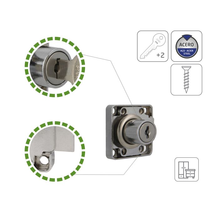AMIG Furniture Lock 25mm Nickel