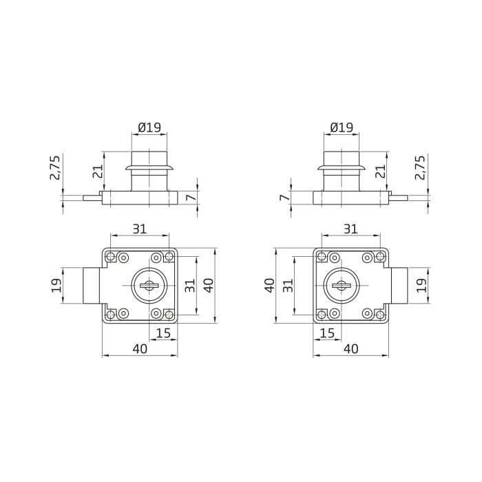 AMIG Furniture Lock 25mm Nickel