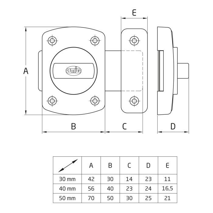 Amig Barrel Bolt 30mm Brass