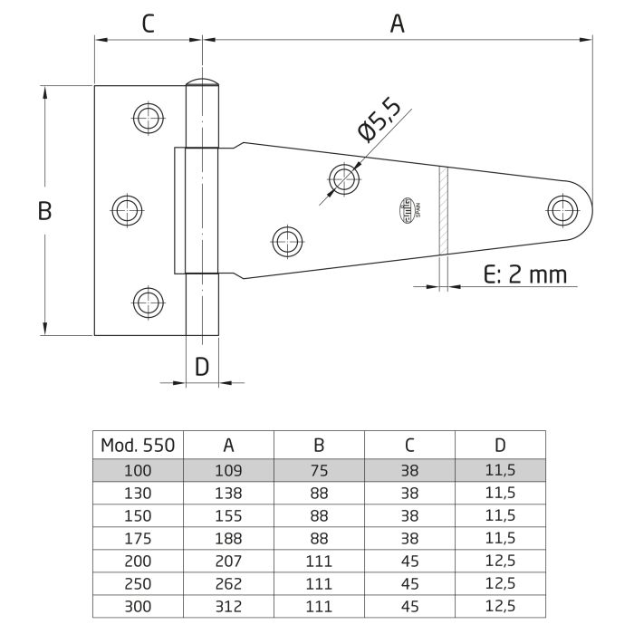 AMIG Hinge T Type Black 100mm