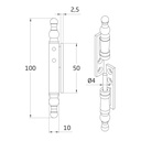 AMIG Hinge Mod 555 - 100mm Black