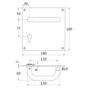 AMIG Handle with plate Stainless Steel