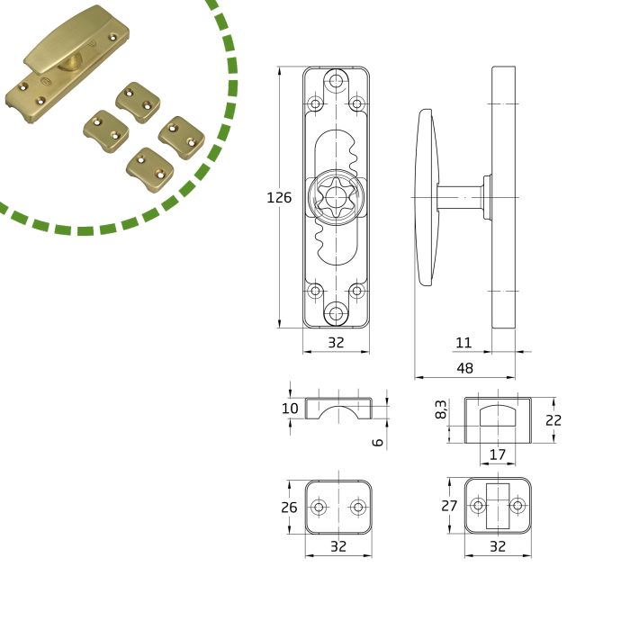 AMIG Cremonese Handle Brass Plated