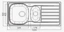 Sink 1.5 Bowl + Drain 1000 x 500mm Satin