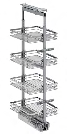 1850-2000 400mm Turning 6 Basket Larder S/Close S1445 Chrome