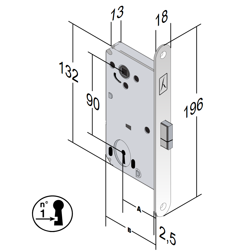 [007768] Bonaiti Lock B-Smart 50mm Nickel