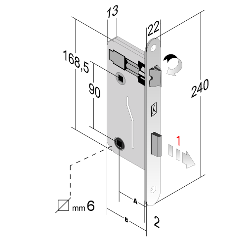 [008302] Bonaiti Nottolino WC Lock 45mm Nickel