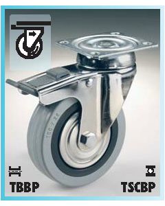 [000673] Castor H/duty TBBP100 w/Brake - H-135mm