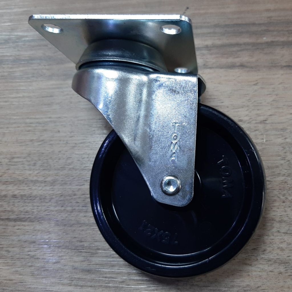 Castor with plate 75mm Black