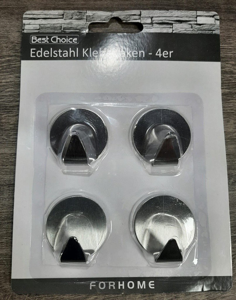 Chrome Hooks Self Adhesive 4pcs