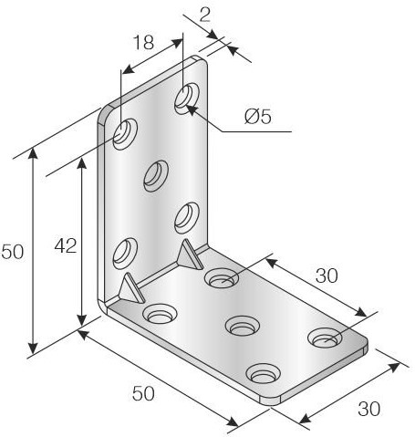 [001885] Corner Brace 50 x 50 x 30