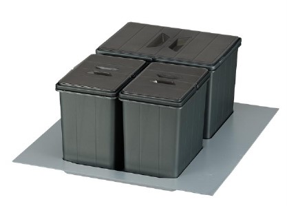 Drawer Waste Bin 40cm (Manual) 16+7.5+7.5lt Anthracite