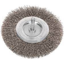 Flat Wire Brush Dia 100mm x 6 mm Shaft