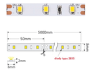 Led Strip Warm White 60LED/12W per mt - 8mm