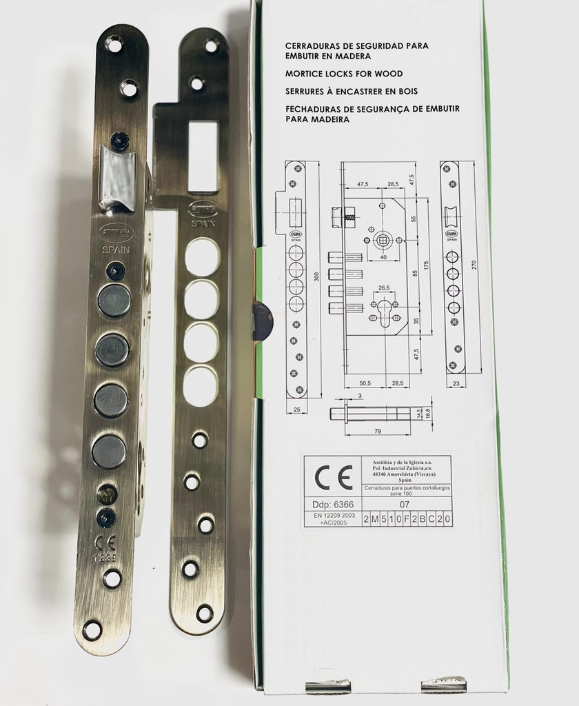 Lock Mortice 50mm Amig Bronze