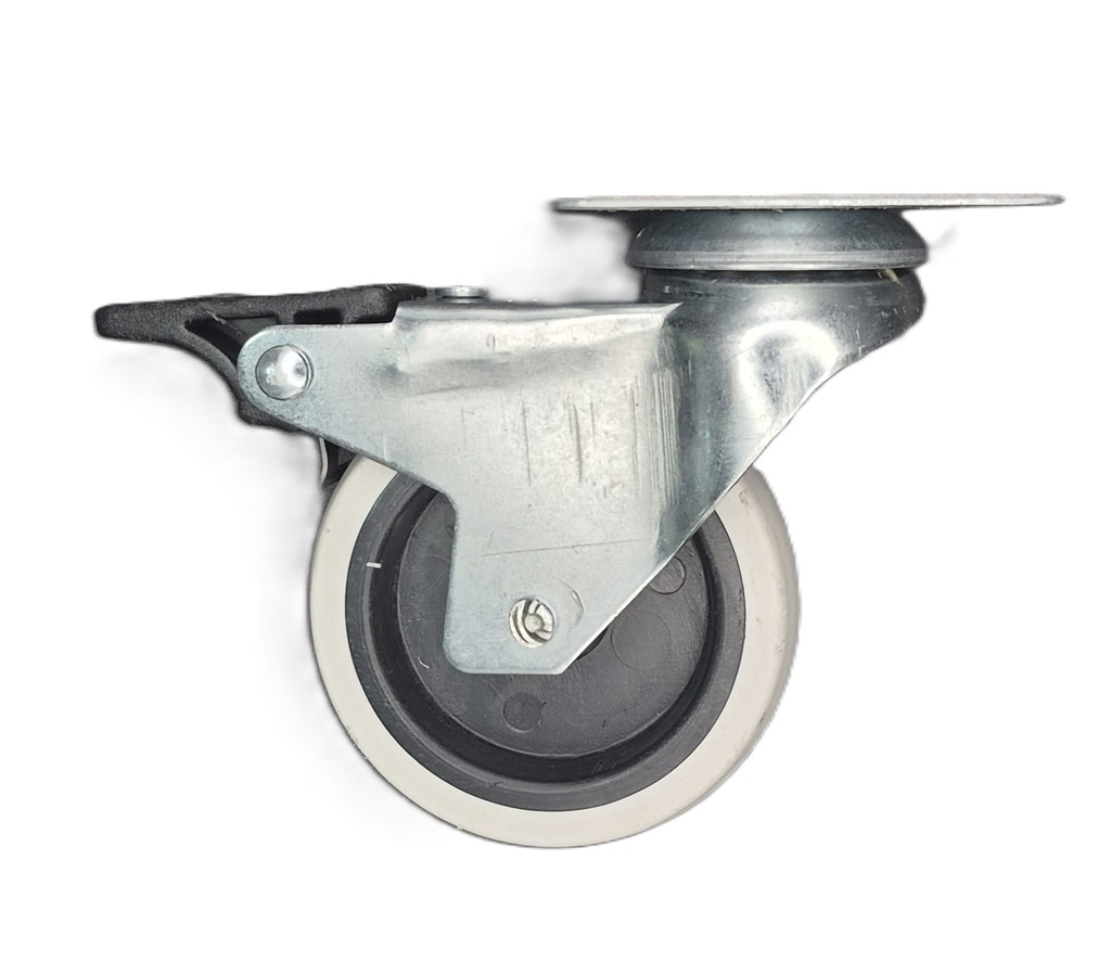 [005910] Nylon Castor Grey w/Plate & Brake - 50kg / H-95mm