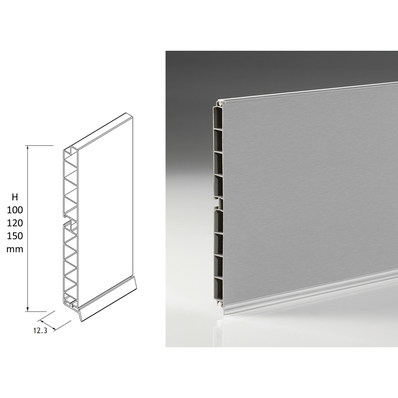 [000042] PVC Plinth Inox 100mm 4mt