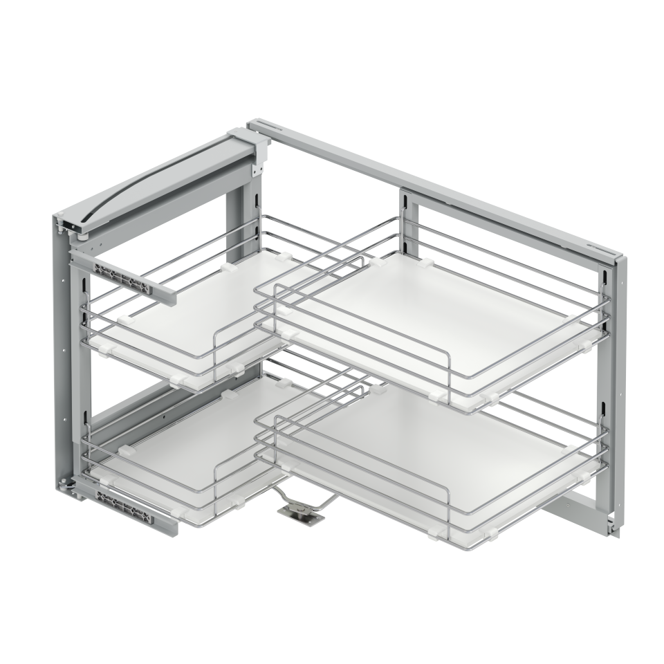 Secret Corner Mounted w/Lid 45cm L S3003 Chrome Wooden Bottom