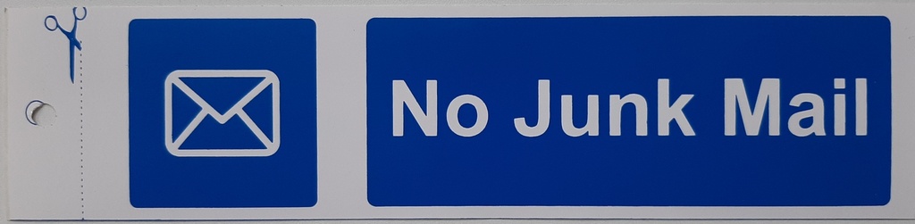 Self Adhesive Sign - No Junk Mail