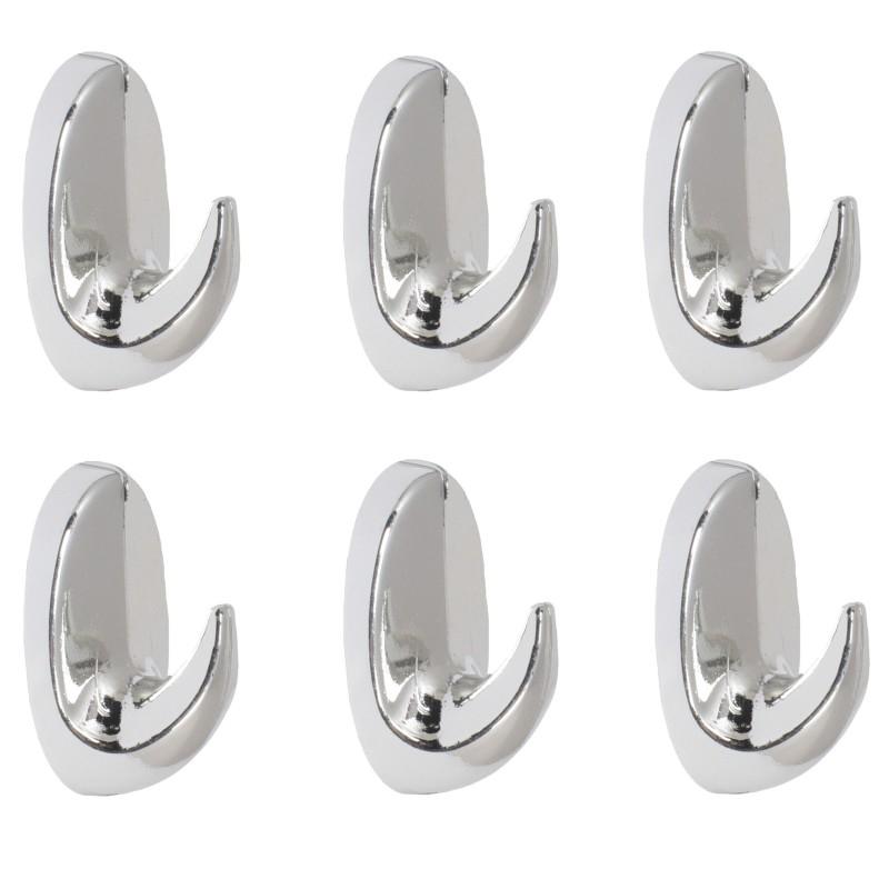 [001921] Self Adhesive Chrome Hooks 6pcs