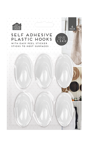 Self Adhesive White Hooks 6pcs