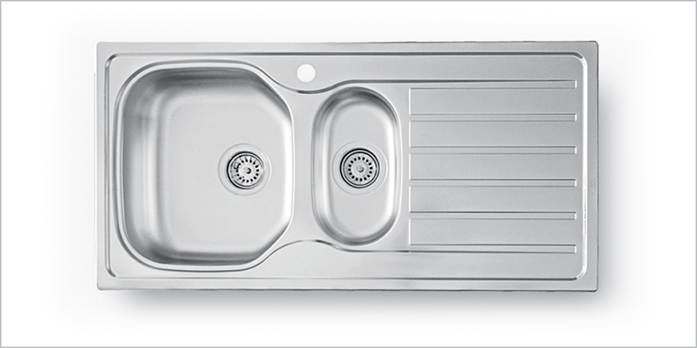 [005281] Sink 1.5 Bowl + Drain 1000 x 500mm Satin