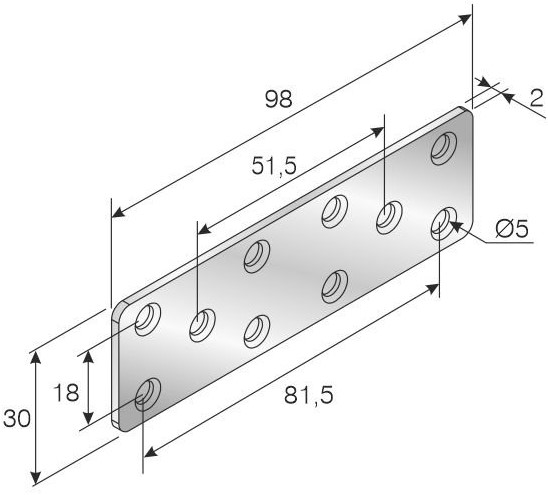 Straight Brace 30 x  98mm