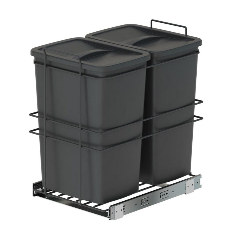[000372] Waste Bin 400mm Bottom Mount Soft Close 35 + 35lt S2592 Anthracite