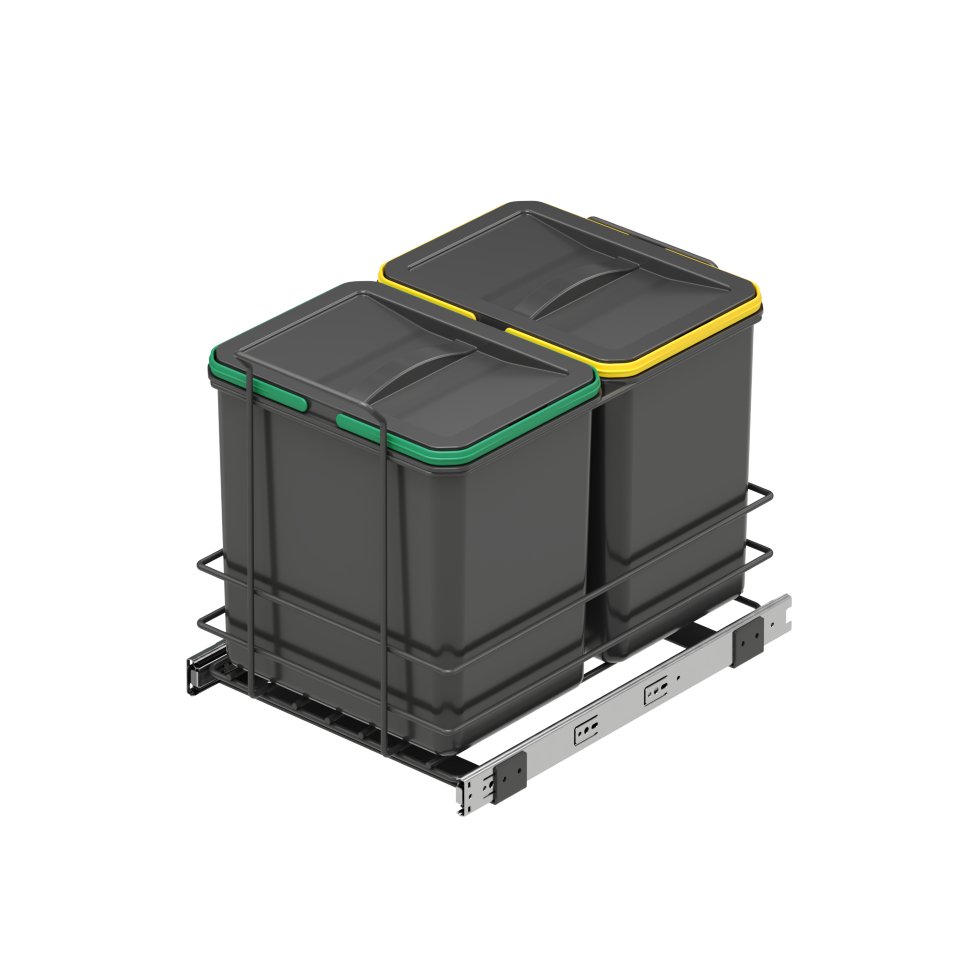 Waste Bin 400mm Bottom Mount 16 + 16lt S2579 Anthracite