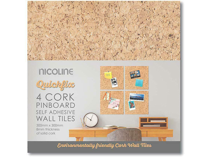4pc Pack Cork Tile w/Glue 300 x 300 x 8mm