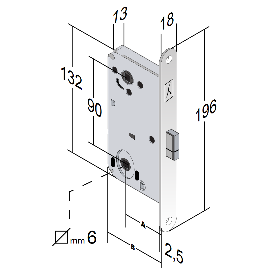 [000907] Bonaiti Lock B-Smart WC 50mm Black Matt