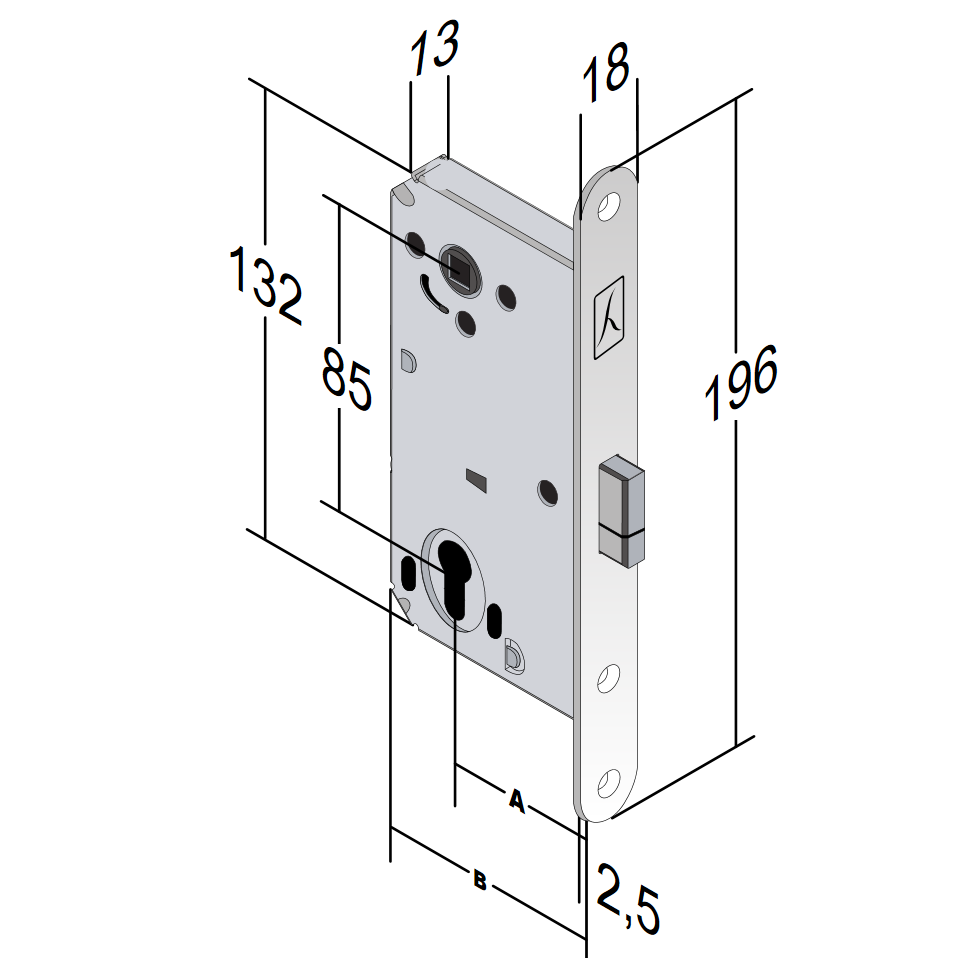 Bonaiti Lock B-Smart Yale 50mm Brass