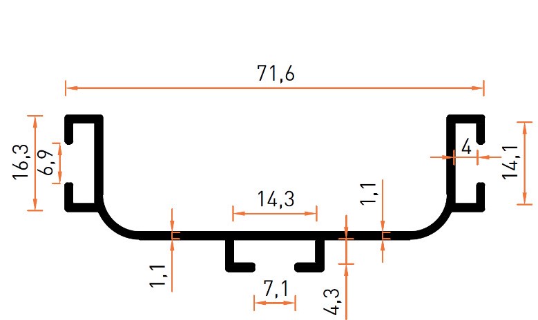 Al.Profile Gola C PA7675 Anodized 2mt