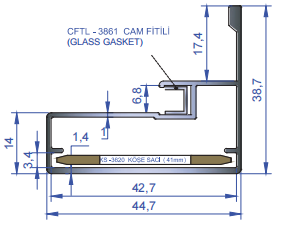 Al.Profile Glass Door Handle PA3090 Black 3mt KIT