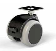 Castor Double Wheel Rubber + Brake - 30kg / H-70mm