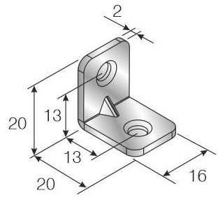 Corner Brace Black 20 x 20 x 16