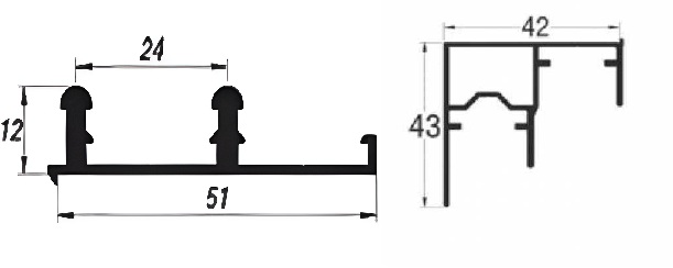 [009506] Albatur 7216/7225 Aluminium Rail 3mt (8040/8042)